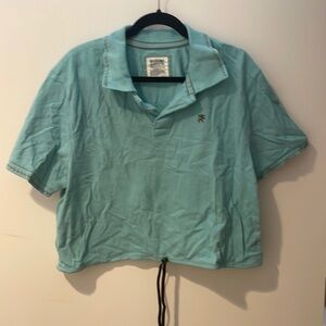 Blue collared crop top